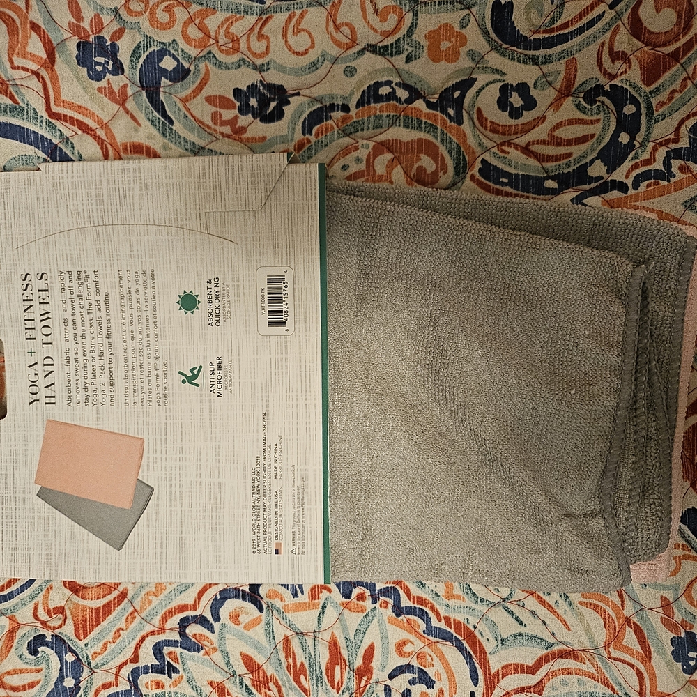 GAIAM Gray and Pink Yoga Hand Towels - Picture 2 of 2
